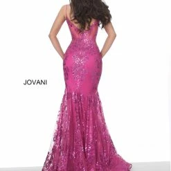 Jovani 3675 Prom Dress Sheer Corset Shimmer Mermaid Pageant Gown Mermaid Dresses