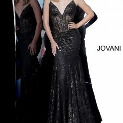 Jovani 3675 Prom Dress Sheer Corset Shimmer Mermaid Pageant Gown