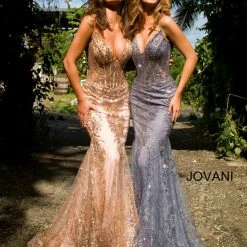 Jovani 3675 Prom Dress Sheer Corset Shimmer Mermaid Pageant Gown