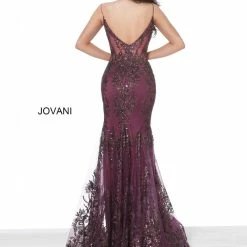 Jovani 3675 Long Prom Dress Sheer Corset Shimmer Mermaid Pageant Gown