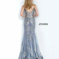 Jovani 3675 Long Prom Dress Sheer Corset Shimmer Mermaid Pageant Gown