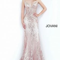Jovani 3675 Prom Dress Sheer Corset Shimmer Mermaid Pageant Gown