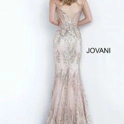 Jovani 3675 Prom Dress Sheer Corset Shimmer Mermaid Pageant Gown