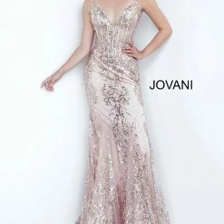 Jovani 3675 Prom Dress Sheer Corset Shimmer Mermaid Pageant Gown