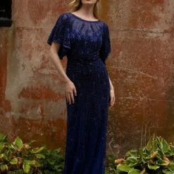 Primavera Couture 3681 Sheer Embellished Bateau Neckline Long Evening Gown Beaded Sequin Dresses