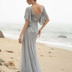 Primavera Couture 3681 Sheer Embellished Bateau Neckline Long Evening Gown Beaded Sequin Dresses