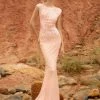 Sequin Dresses Primavera Couture 3682 Cap Sleeve Beaded Long Evening Gown Bateau Neckline