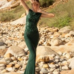 Sequin Dresses Primavera Couture 3682 Cap Sleeve Beaded Long Evening Gown Bateau Neckline