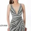 Jovani 3685 Gunmetal Short Cocktail Dress Homecoming Deep V Neckline Sizes 00-24