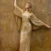 Sequin Dresses Primavera Couture 3687 Sequin Beaded Long Evening Gown With Cape Sleeves