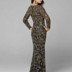 Primavera Couture 3688 Long Sleeved Fitted Sequins Evening Gown Formal Dress Sequin Dresses