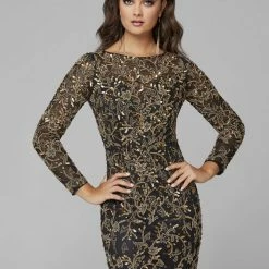 Primavera Couture 3688 Long Sleeved Fitted Sequins Evening Gown Formal Dress Sequin Dresses