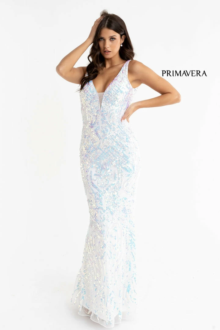 In Stock Backless Dresses Primavera Couture 3722 Size 14 Iridescent Prom Dress V Neckline V Back Long Sequins Evening Gown 12 In Stock Backless Dresses Primavera Couture 3722 Size 14 Iridescent Prom Dress V Neckline V Back Long Sequins Evening Gown