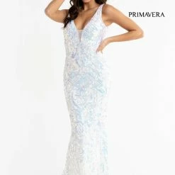 In Stock Backless Dresses Primavera Couture 3722 Size 00 Coral Iridescent Prom Dress V Neckline V Back Long Sequins Evening Gown 32 In Stock Backless Dresses Primavera Couture 3722 Size 00 Coral Iridescent Prom Dress V Neckline V Back Long Sequins Evening Gown