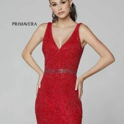 In Stock Primavera Couture 3725 Beaded Evening Gown Prom Dress V Neckline Floral Slit Ivory Size 12 Backless Dresses