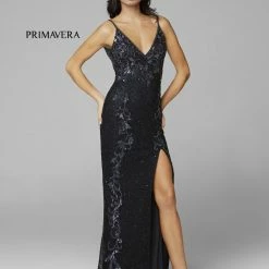 In Stock Primavera Couture 3727 Size 22 Prom Dress Beaded Floral Details V Neckline Backless Slit 41 In Stock Primavera Couture 3727 Size 22 Prom Dress Beaded Floral Details V Neckline Backless Slit