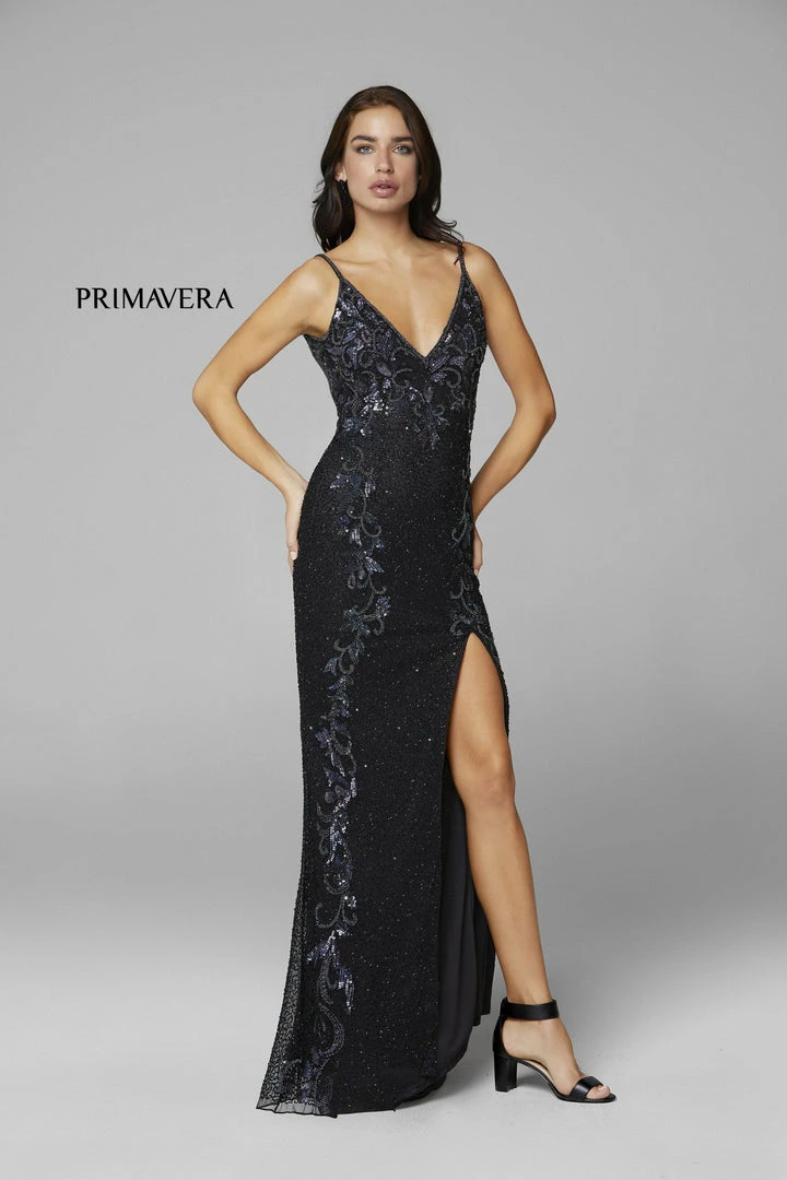 In Stock Primavera Couture 3727 Size 22 Prom Dress Beaded Floral Details V Neckline Backless Slit 21 In Stock Primavera Couture 3727 Size 22 Prom Dress Beaded Floral Details V Neckline Backless Slit