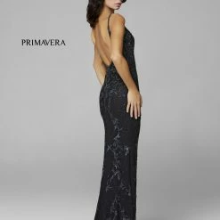In Stock Primavera Couture 3727 Size 22 Prom Dress Beaded Floral Details V Neckline Backless Slit 39 In Stock Primavera Couture 3727 Size 22 Prom Dress Beaded Floral Details V Neckline Backless Slit