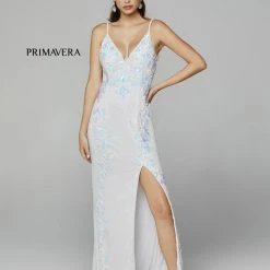 In Stock Primavera Couture 3727 Size 22 Prom Dress Beaded Floral Details V Neckline Backless Slit 35 In Stock Primavera Couture 3727 Size 22 Prom Dress Beaded Floral Details V Neckline Backless Slit
