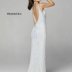 In Stock Primavera Couture 3727 Size 22 Prom Dress Beaded Floral Details V Neckline Backless Slit 33 In Stock Primavera Couture 3727 Size 22 Prom Dress Beaded Floral Details V Neckline Backless Slit