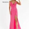 In Stock Primavera Couture 3727 Size 22 Prom Dress Beaded Floral Details V Neckline Backless Slit