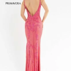 In Stock Primavera Couture 3727 Size 22 Prom Dress Beaded Floral Details V Neckline Backless Slit 26 In Stock Primavera Couture 3727 Size 22 Prom Dress Beaded Floral Details V Neckline Backless Slit