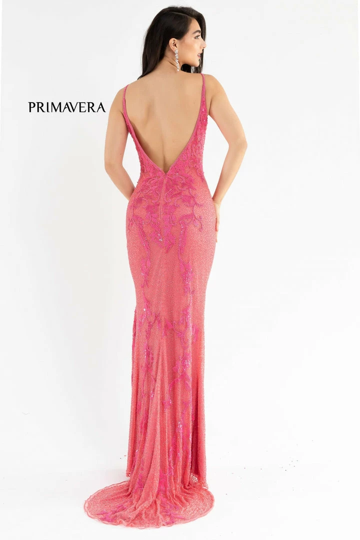 In Stock Primavera Couture 3727 Size 22 Prom Dress Beaded Floral Details V Neckline Backless Slit 6 In Stock Primavera Couture 3727 Size 22 Prom Dress Beaded Floral Details V Neckline Backless Slit