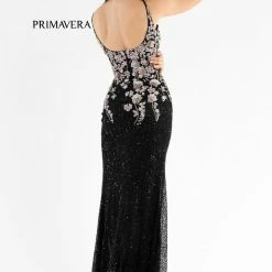 In Stock Primavera Couture 3730 Size 4 Prom Dress Flower Bodice Sequins V Neckline Slit Mid Back 30 In Stock Primavera Couture 3730 Size 4 Prom Dress Flower Bodice Sequins V Neckline Slit Mid Back