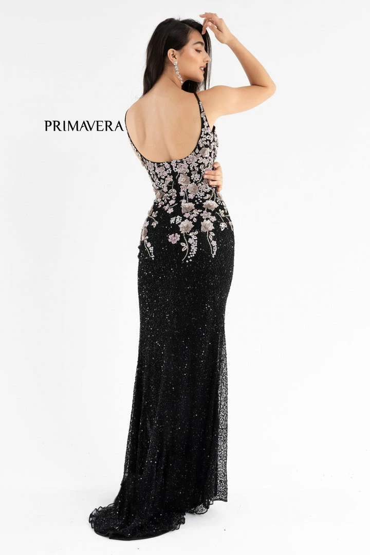 In Stock Primavera Couture 3730 Size 4 Prom Dress Flower Bodice Sequins V Neckline Slit Mid Back 16 In Stock Primavera Couture 3730 Size 4 Prom Dress Flower Bodice Sequins V Neckline Slit Mid Back