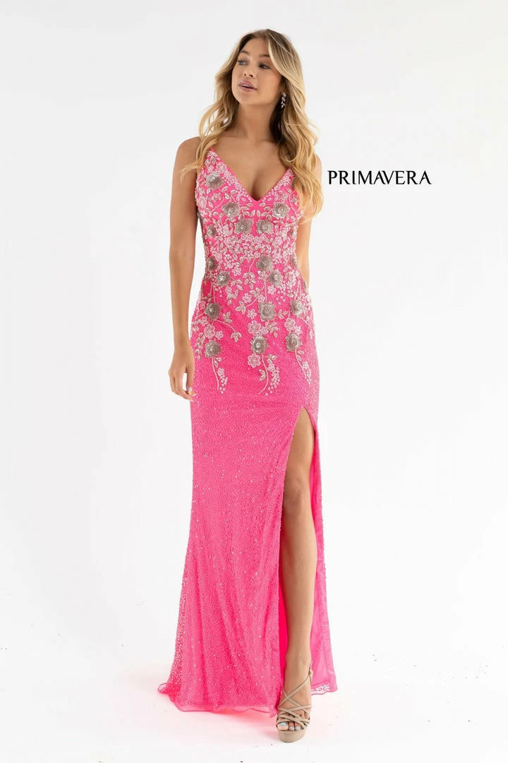 In Stock Primavera Couture 3730 Size 4 Prom Dress Flower Bodice Sequins V Neckline Slit Mid Back 15 In Stock Primavera Couture 3730 Size 4 Prom Dress Flower Bodice Sequins V Neckline Slit Mid Back
