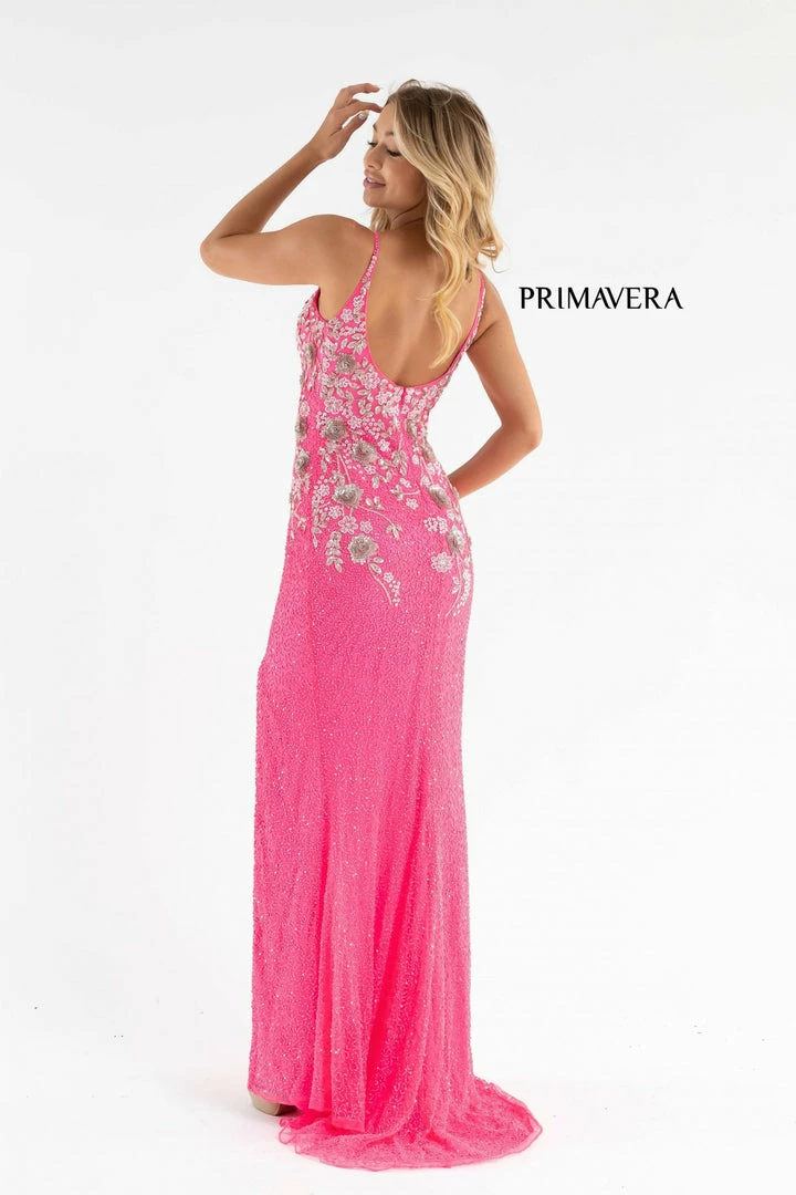 In Stock Primavera Couture 3730 Size 4 Prom Dress Flower Bodice Sequins V Neckline Slit Mid Back 12 In Stock Primavera Couture 3730 Size 4 Prom Dress Flower Bodice Sequins V Neckline Slit Mid Back