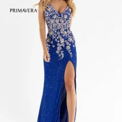 In Stock Primavera Couture 3730 Size 4 Prom Dress Flower Bodice Sequins V Neckline Slit Mid Back 24 In Stock Primavera Couture 3730 Size 4 Prom Dress Flower Bodice Sequins V Neckline Slit Mid Back