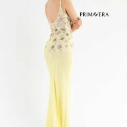 In Stock Primavera Couture 3730 Size 4 Prom Dress Flower Bodice Sequins V Neckline Slit Mid Back 19 In Stock Primavera Couture 3730 Size 4 Prom Dress Flower Bodice Sequins V Neckline Slit Mid Back