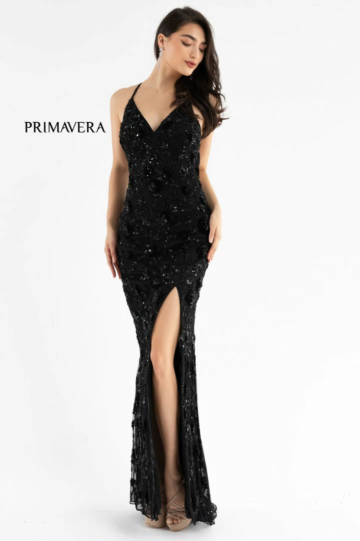 In Stock Primavera Couture 3731 Size 0 3D Flowers Prom Dress Sequins With A V Neckline Slit Open Back 39 In Stock Primavera Couture 3731 Size 0 3D Flowers Prom Dress Sequins With A V Neckline Slit Open Back