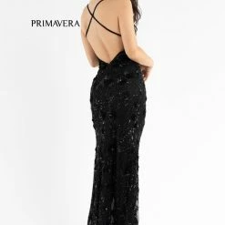 In Stock Primavera Couture 3731 Size 0 3D Flowers Prom Dress Sequins With A V Neckline Slit Open Back 84 In Stock Primavera Couture 3731 Size 0 3D Flowers Prom Dress Sequins With A V Neckline Slit Open Back