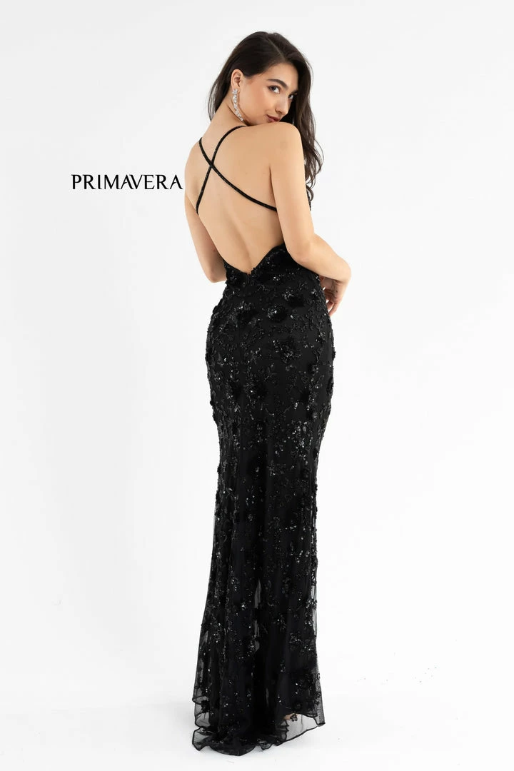 In Stock Primavera Couture 3731 Size 0 3D Flowers Prom Dress Sequins With A V Neckline Slit Open Back 38 In Stock Primavera Couture 3731 Size 0 3D Flowers Prom Dress Sequins With A V Neckline Slit Open Back