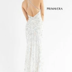 In Stock Primavera Couture 3731 Size 0 3D Flowers Prom Dress Sequins With A V Neckline Slit Open Back 75 In Stock Primavera Couture 3731 Size 0 3D Flowers Prom Dress Sequins With A V Neckline Slit Open Back