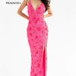 In Stock Primavera Couture 3731 Size 0 3D Flowers Prom Dress Sequins With A V Neckline Slit Open Back 89 In Stock Primavera Couture 3731 Size 0 3D Flowers Prom Dress Sequins With A V Neckline Slit Open Back