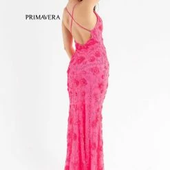 In Stock Primavera Couture 3731 Size 0 3D Flowers Prom Dress Sequins With A V Neckline Slit Open Back 87 In Stock Primavera Couture 3731 Size 0 3D Flowers Prom Dress Sequins With A V Neckline Slit Open Back
