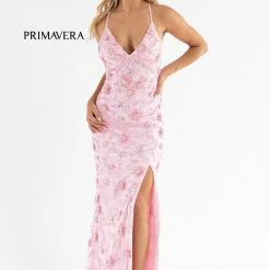 In Stock Primavera Couture 3731 Size 0 3D Flowers Prom Dress Sequins With A V Neckline Slit Open Back 66 In Stock Primavera Couture 3731 Size 0 3D Flowers Prom Dress Sequins With A V Neckline Slit Open Back