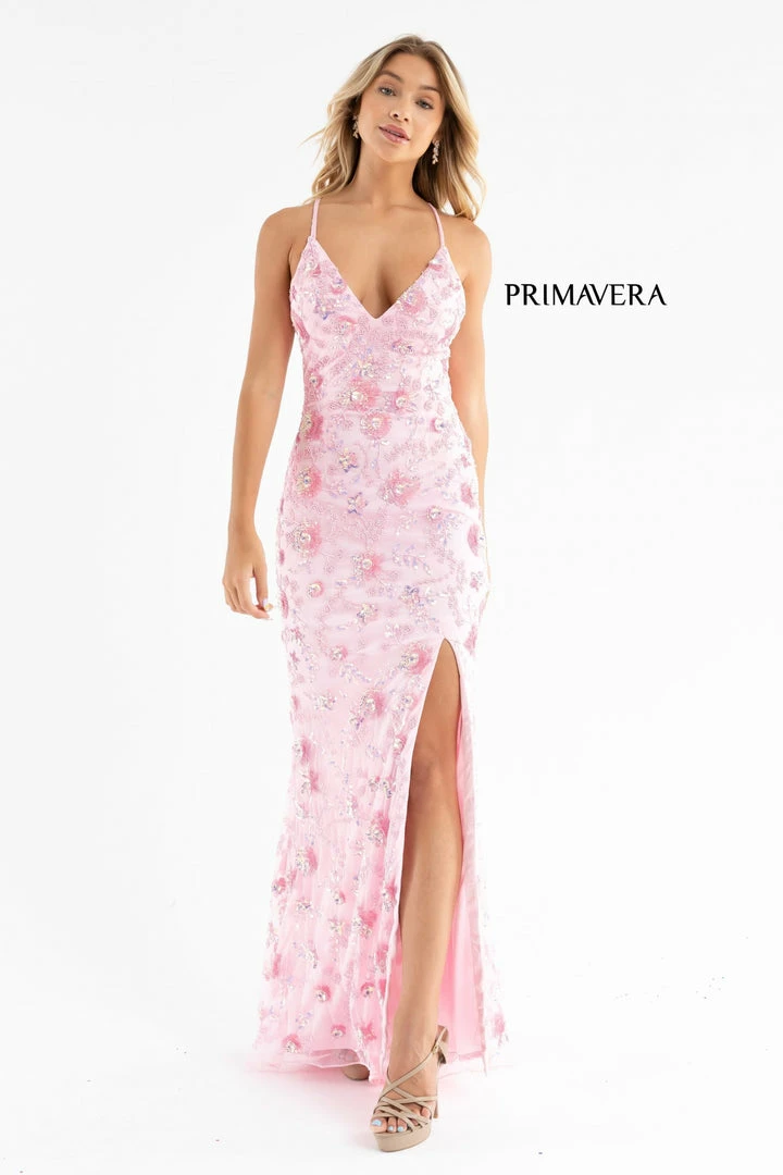 In Stock Primavera Couture 3731 Size 0 3D Flowers Prom Dress Sequins With A V Neckline Slit Open Back 19 In Stock Primavera Couture 3731 Size 0 3D Flowers Prom Dress Sequins With A V Neckline Slit Open Back