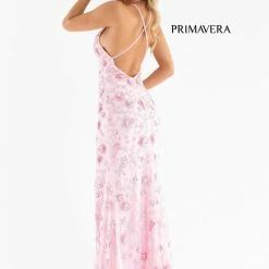 In Stock Primavera Couture 3731 Size 0 3D Flowers Prom Dress Sequins With A V Neckline Slit Open Back 64 In Stock Primavera Couture 3731 Size 0 3D Flowers Prom Dress Sequins With A V Neckline Slit Open Back