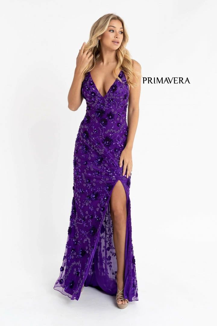 In Stock Primavera Couture 3731 Size 0 3D Flowers Prom Dress Sequins With A V Neckline Slit Open Back 15 In Stock Primavera Couture 3731 Size 0 3D Flowers Prom Dress Sequins With A V Neckline Slit Open Back