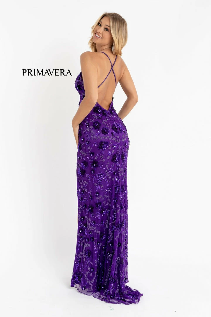 In Stock Primavera Couture 3731 Size 0 3D Flowers Prom Dress Sequins With A V Neckline Slit Open Back 13 In Stock Primavera Couture 3731 Size 0 3D Flowers Prom Dress Sequins With A V Neckline Slit Open Back