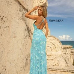 In Stock Primavera Couture 3731 Size 0 3D Flowers Prom Dress Sequins With A V Neckline Slit Open Back 53 In Stock Primavera Couture 3731 Size 0 3D Flowers Prom Dress Sequins With A V Neckline Slit Open Back