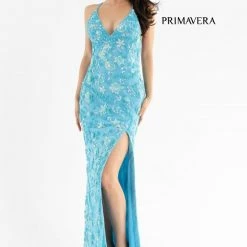 In Stock Primavera Couture 3731 Size 0 3D Flowers Prom Dress Sequins With A V Neckline Slit Open Back 54 In Stock Primavera Couture 3731 Size 0 3D Flowers Prom Dress Sequins With A V Neckline Slit Open Back