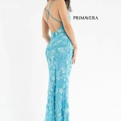 In Stock Primavera Couture 3731 Size 0 3D Flowers Prom Dress Sequins With A V Neckline Slit Open Back 55 In Stock Primavera Couture 3731 Size 0 3D Flowers Prom Dress Sequins With A V Neckline Slit Open Back