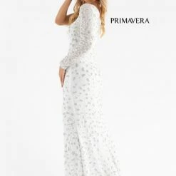 Primavera Couture 3732 One Shoulder Prom Dress Long Sleeve Fitted Evening Gown