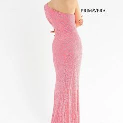 Primavera Couture 3732 One Shoulder Prom Dress Long Sleeve Fitted Evening Gown