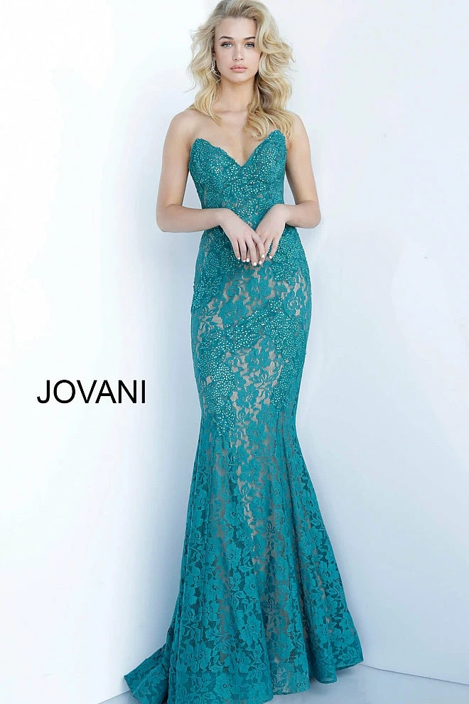 Jovani 37334 Embellished Lace Prom Dress Peak Point Neckline Fitted Mermaid Strapless Mermaid Dresses 19 Jovani 37334 Embellished Lace Prom Dress Peak Point Neckline Fitted Mermaid Strapless Mermaid Dresses